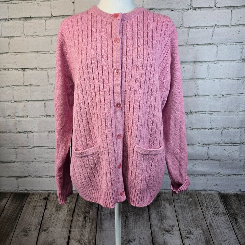 WOMENS ALLISON DALEY BUTTON FRONT CARDIGAN WITH POCKETS ROSE PINK SIZE MEDIUM